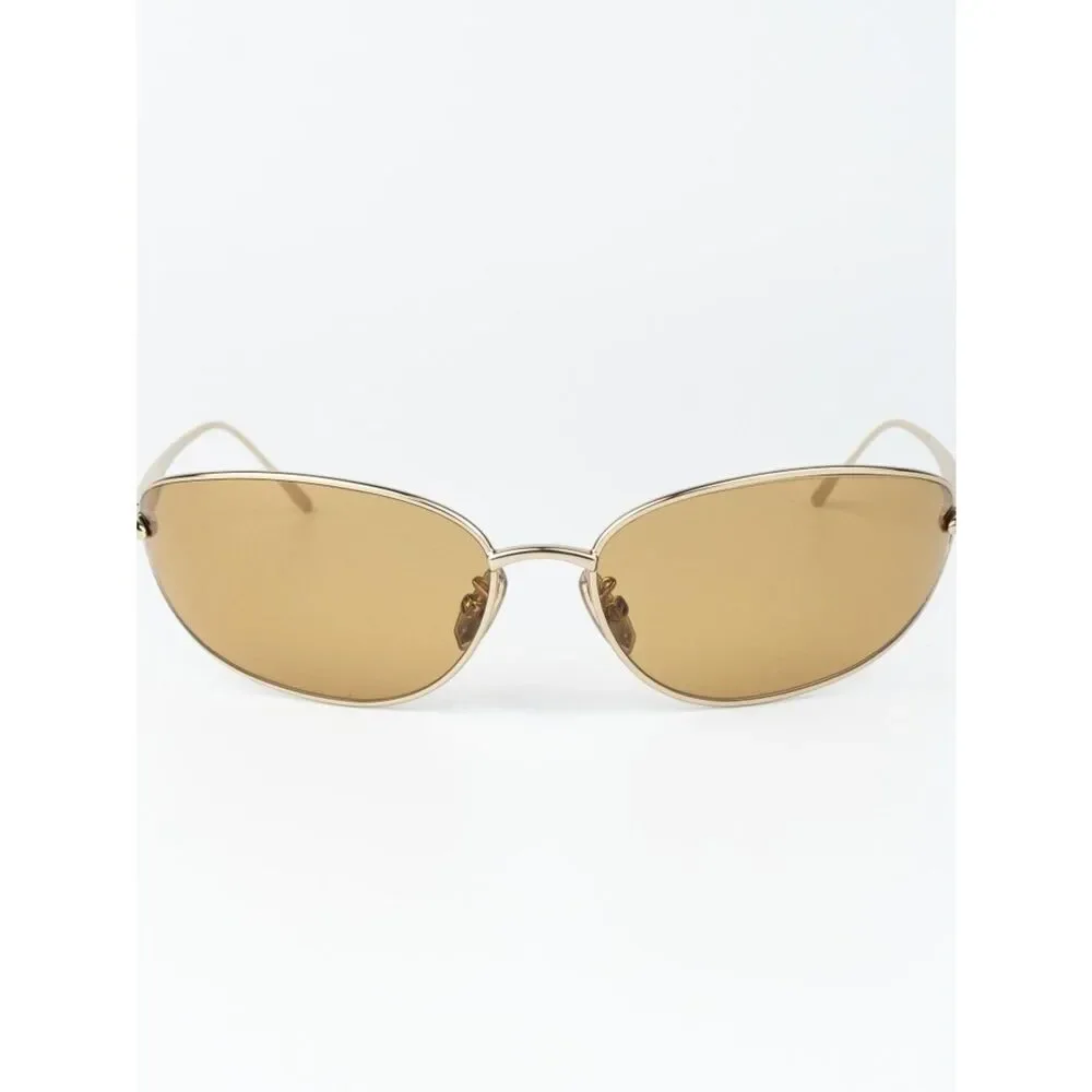 Loewe Men Sunglasses Gold Brown Wraparound LW40164U 32E NEW AUTHENTIC